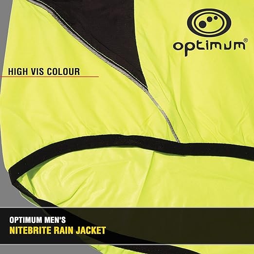 Optimum Men's Rain Jacket Nitebrite Hi Vis For Running Cycling Hiking Mountain Climbing.